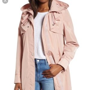 Rose Pink Ruffled Pink Trench/ Raincoat